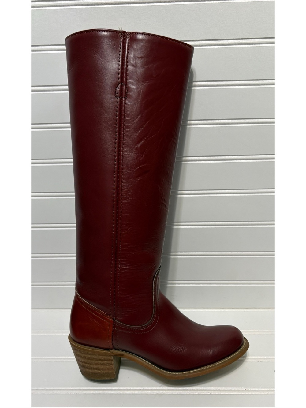 FRYE Red Leather Vintage Black Label Campus Boots Made in USA Womens Size 6 B - Picture 2 of 12